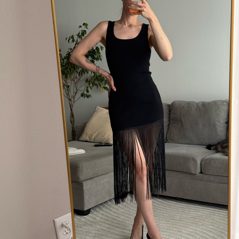 Elegant Black Fringe Dress